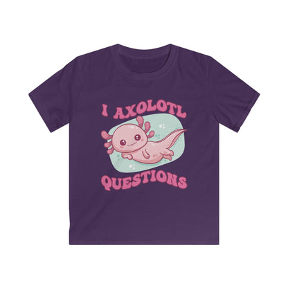 Kids T-Shirt - Cute Axolotl 'I Axolotl Questions' Funny Pun Design