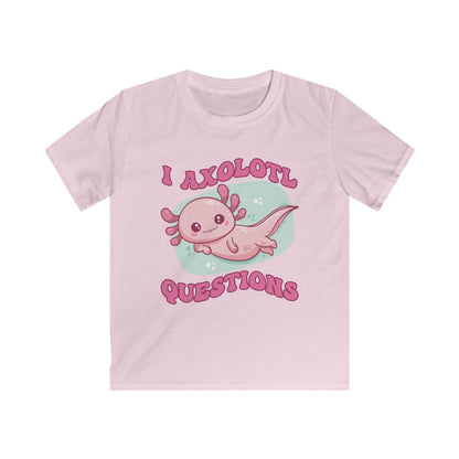 Kids T-Shirt - Cute Axolotl 'I Axolotl Questions' Funny Pun Design