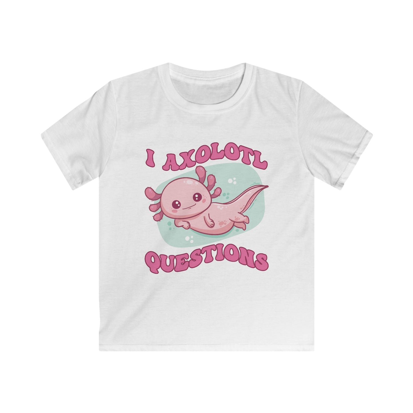 Kids T-Shirt - Cute Axolotl 'I Axolotl Questions' Funny Pun Design