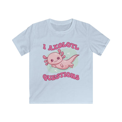 Kids T-Shirt - Cute Axolotl 'I Axolotl Questions' Funny Pun Design