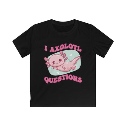 Kids T-Shirt - Cute Axolotl 'I Axolotl Questions' Funny Pun Design