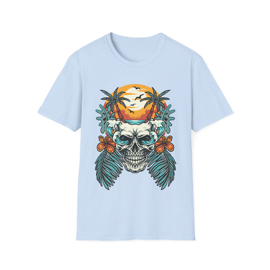 Summer Beach Skull - Unisex Softstyle T-Shirt - OCDandApparel