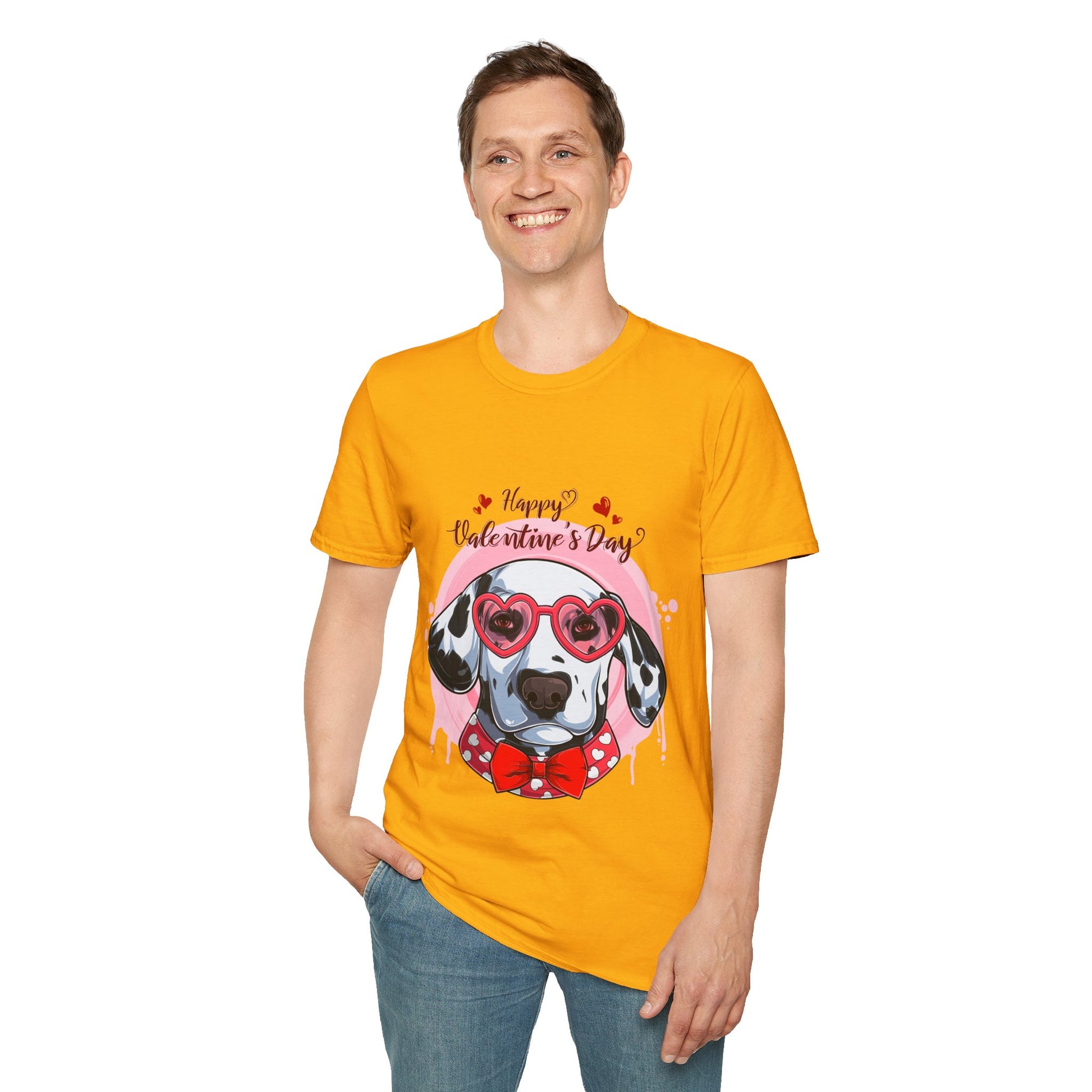 Happy Valentines Day Dalmatian - Unisex Softstyle T-Shirt - OCDandApparel