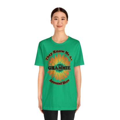 They Know Me As Grammie Around Here Sunflower - Unisex Jersey Short Sleeve Tee - OCDandApparel