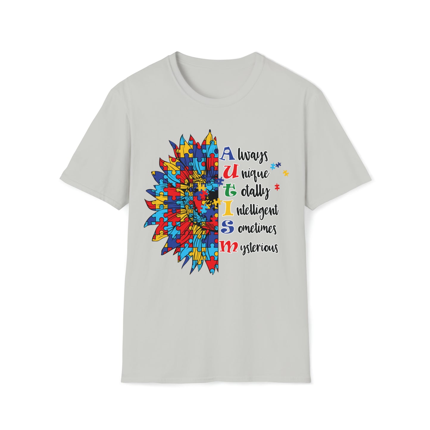 Autism - Always Unique Totally Intelligent Sometimes Mysterious - Unisex Softstyle T-Shirt - OCDandApparel