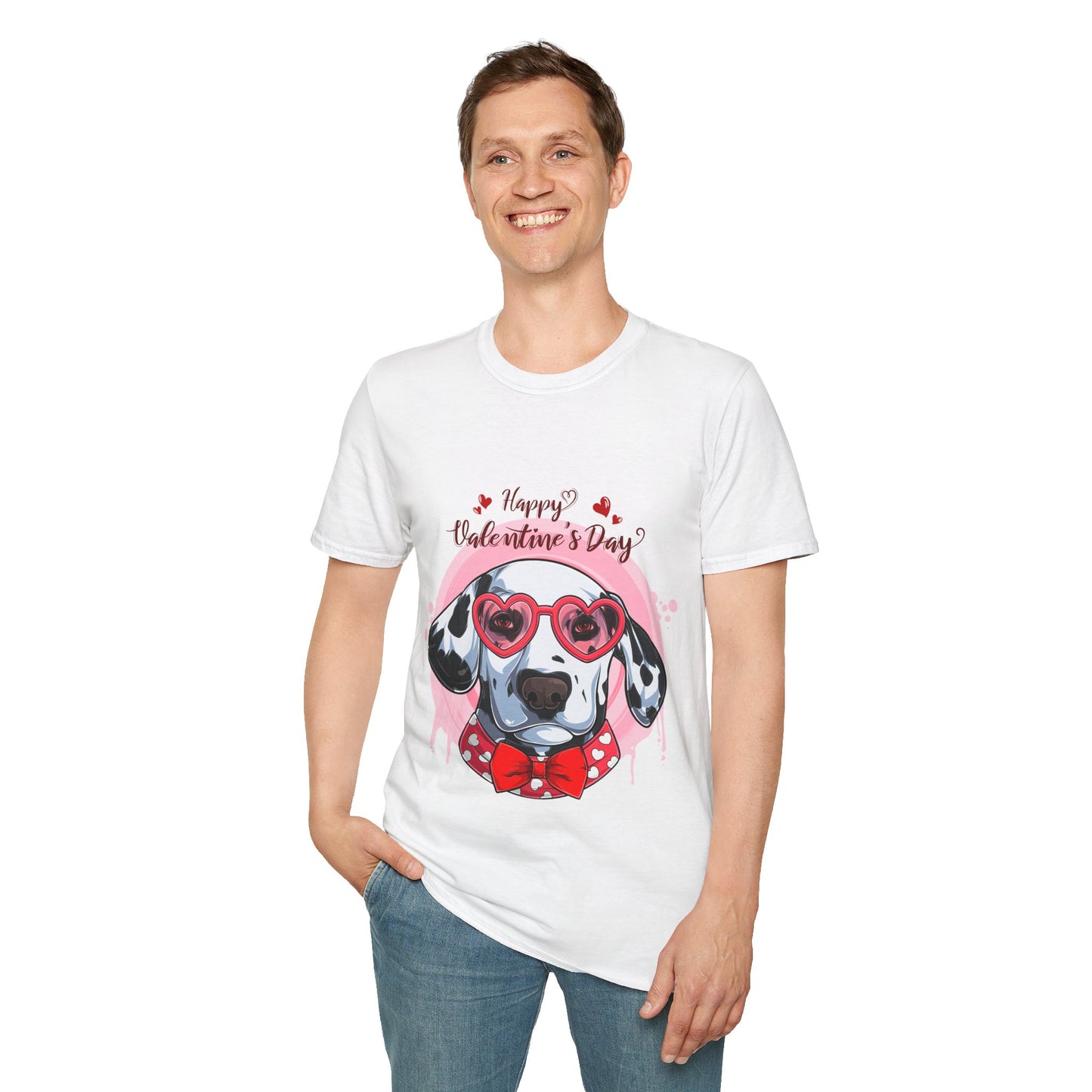 Happy Valentines Day Dalmatian - Unisex Softstyle T-Shirt - OCDandApparel