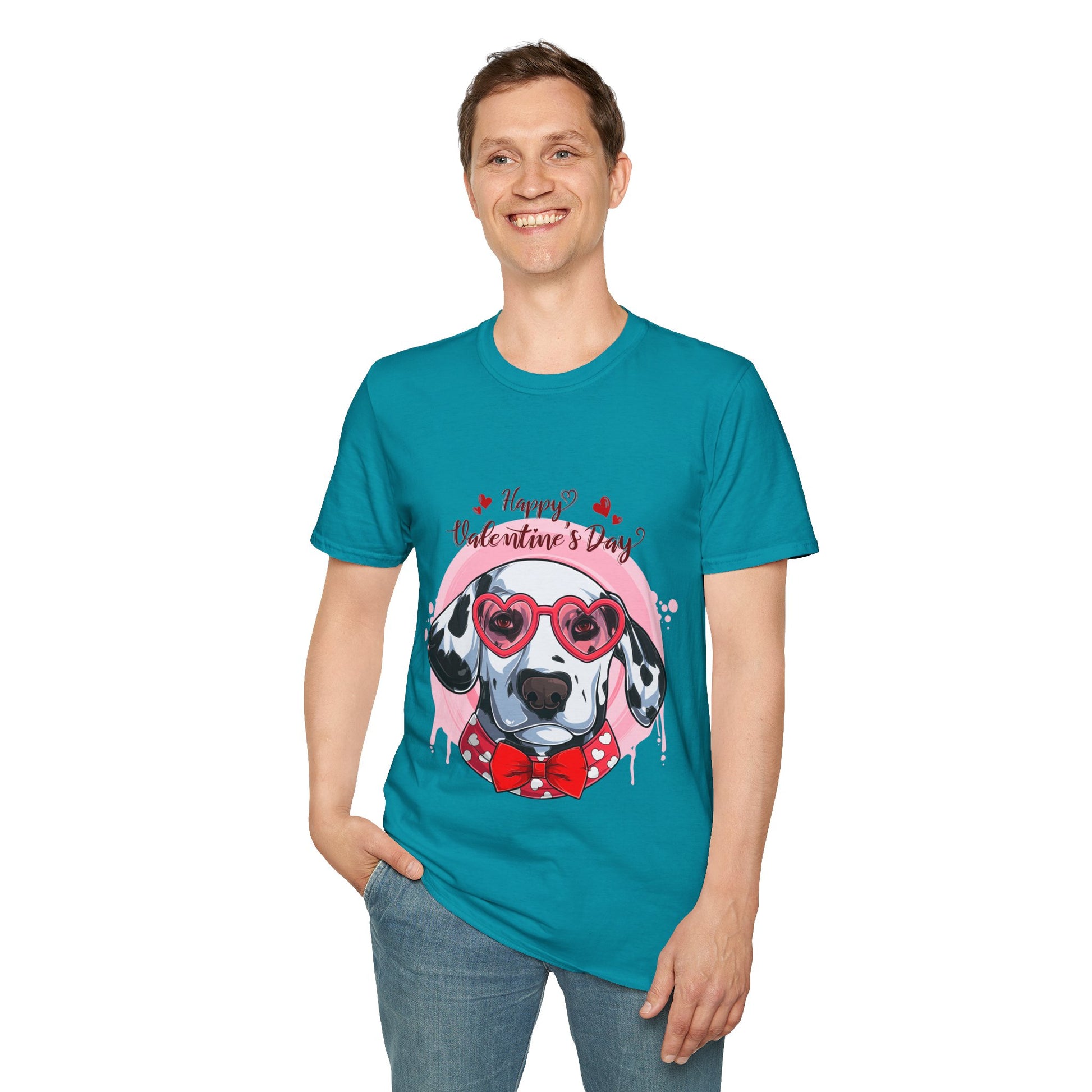 Happy Valentines Day Dalmatian - Unisex Softstyle T-Shirt - OCDandApparel