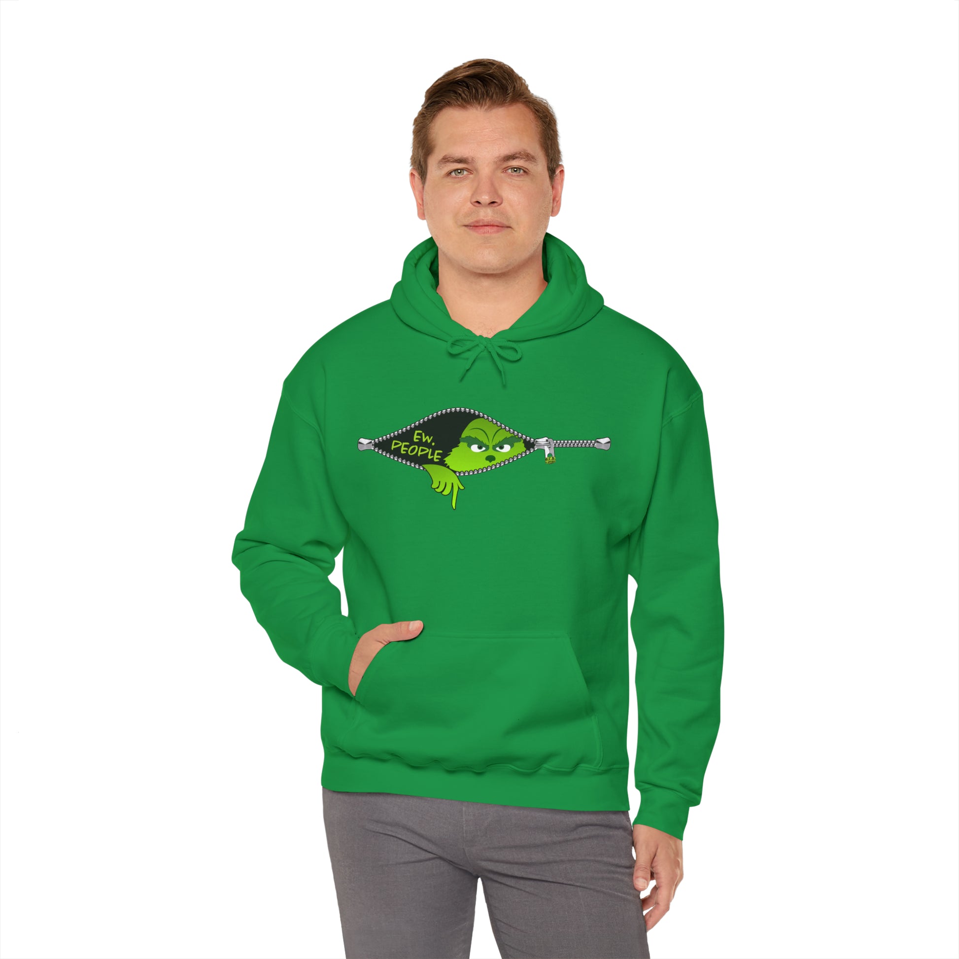 "Ew. People." Grinch Hoodie - Unisex Heavy Blend™ Hooded Sweatshirt - OCDandApparel