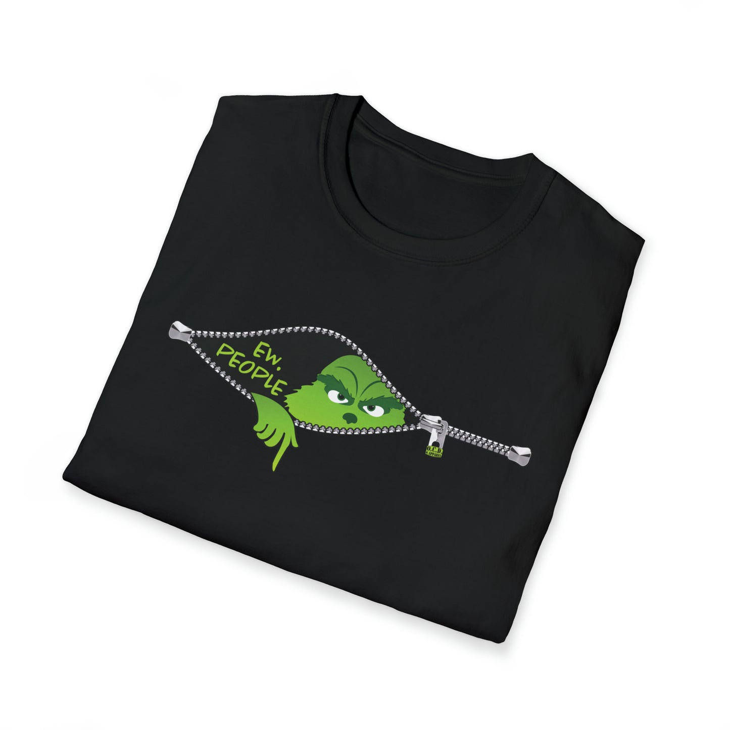 "Ew. People." Grinch in a Zipper Shirt - Unisex Softstyle T-Shirt - OCDandApparel