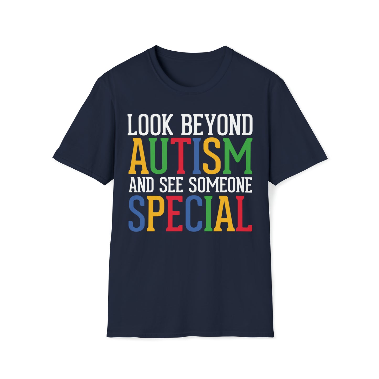 Look Beyond Autism - Unisex Softstyle T-Shirt - OCDandApparel