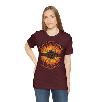 They Know Me As Grammie Around Here Sunflower - Unisex Jersey Short Sleeve Tee - OCDandApparel