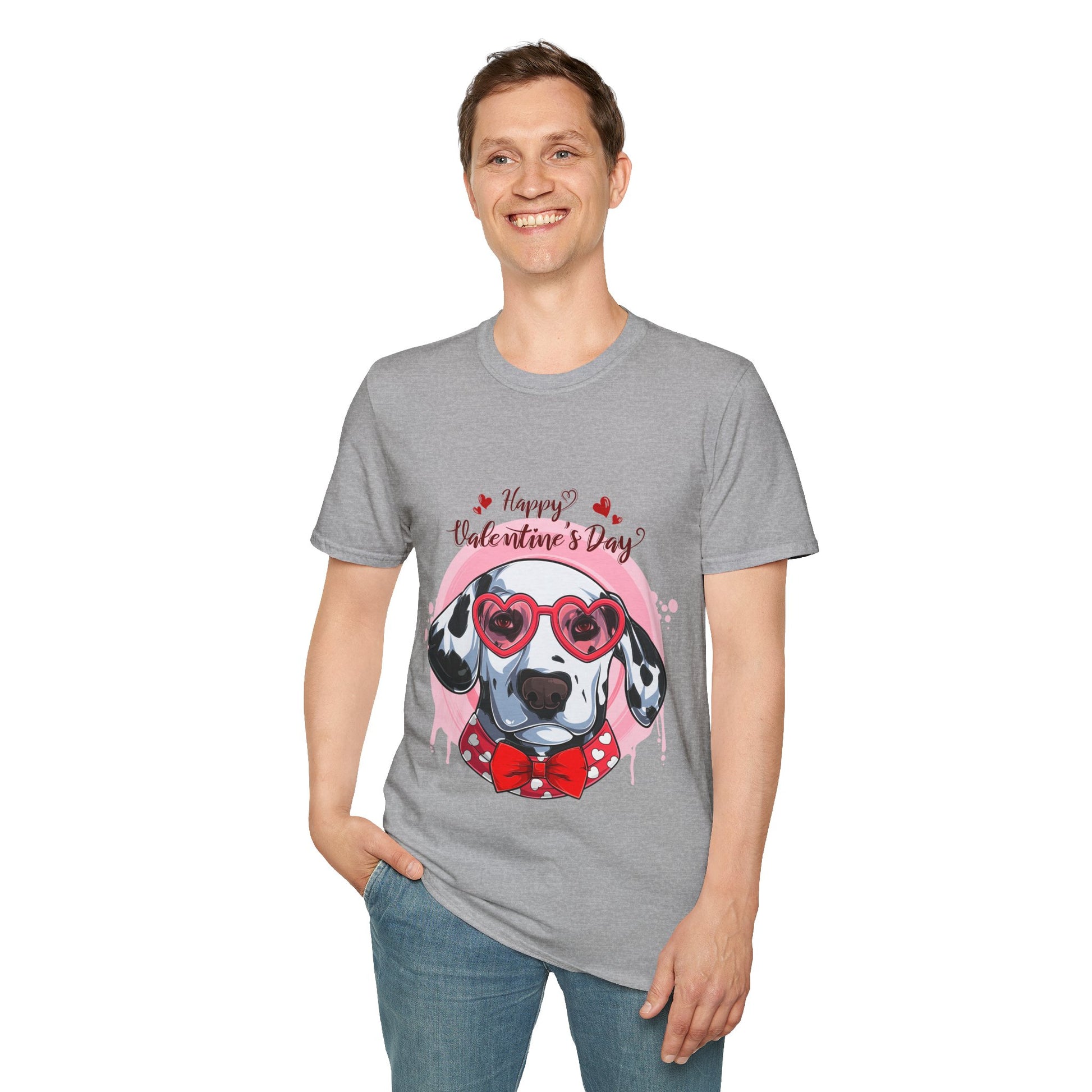 Happy Valentines Day Dalmatian - Unisex Softstyle T-Shirt - OCDandApparel