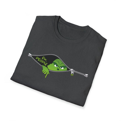 "Ew. People." Grinch in a Zipper Shirt - Unisex Softstyle T-Shirt - OCDandApparel