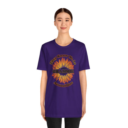 They Know Me As Grammie Around Here Sunflower - Unisex Jersey Short Sleeve Tee