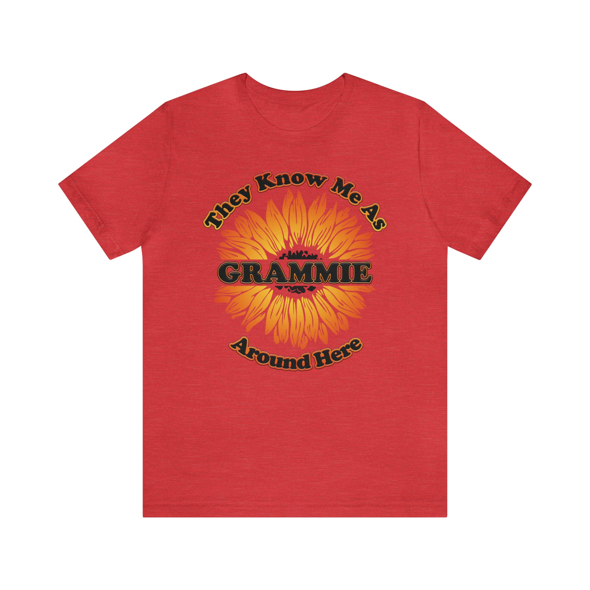 They Know Me As Grammie Around Here Sunflower - Unisex Jersey Short Sleeve Tee - OCDandApparel
