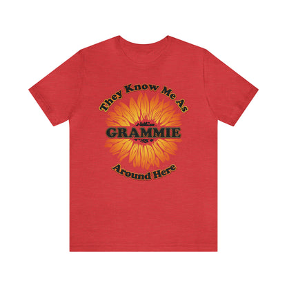 They Know Me As Grammie Around Here Sunflower - Unisex Jersey Short Sleeve Tee - OCDandApparel