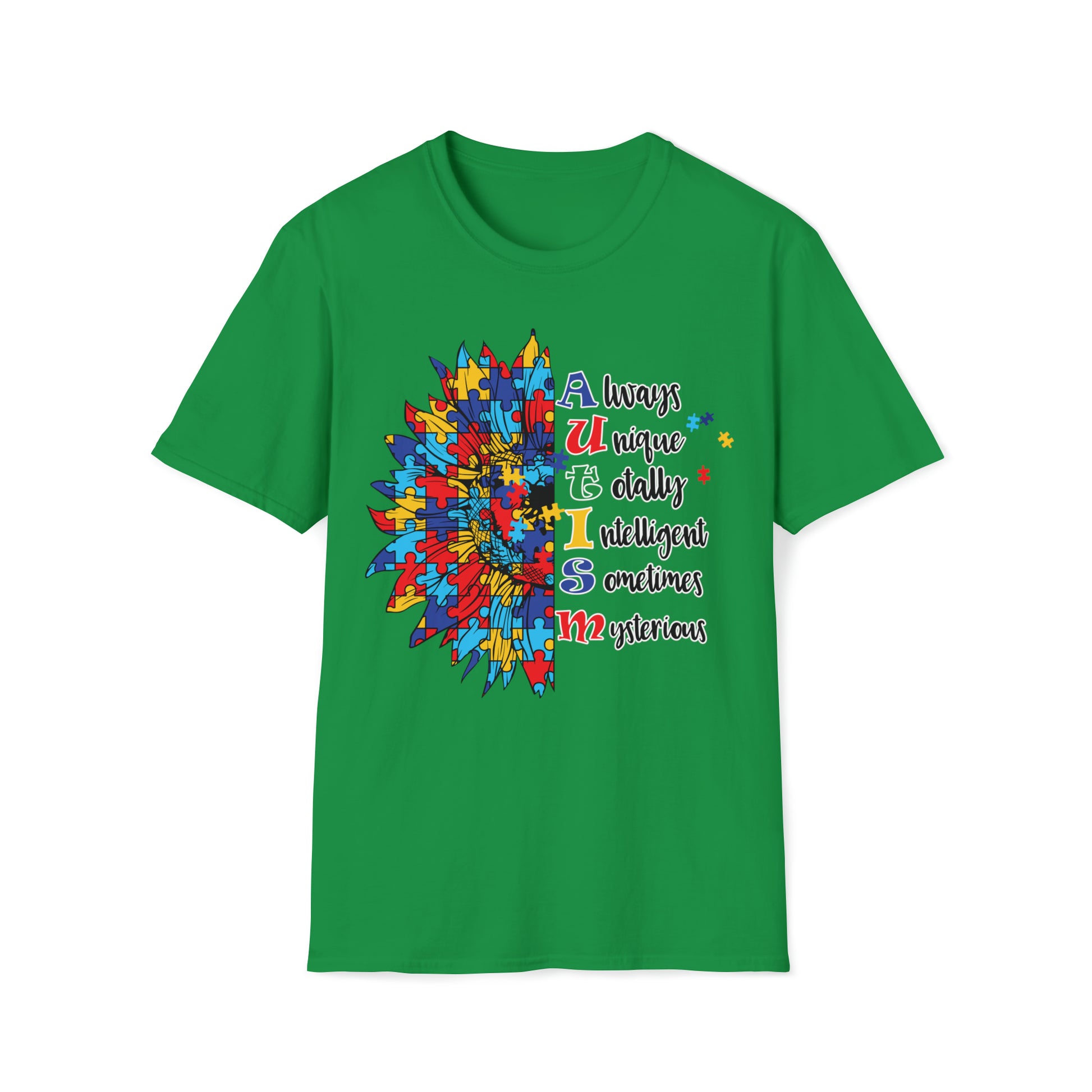 Autism - Always Unique Totally Intelligent Sometimes Mysterious - Unisex Softstyle T-Shirt - OCDandApparel