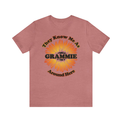 They Know Me As Grammie Around Here Sunflower - Unisex Jersey Short Sleeve Tee - OCDandApparel