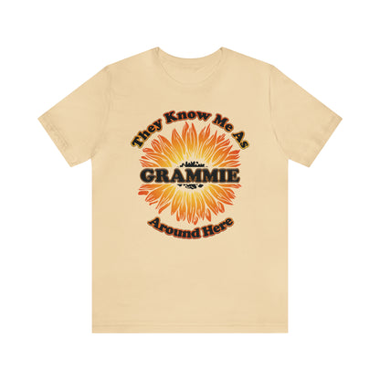 They Know Me As Grammie Around Here Sunflower - Unisex Jersey Short Sleeve Tee - OCDandApparel