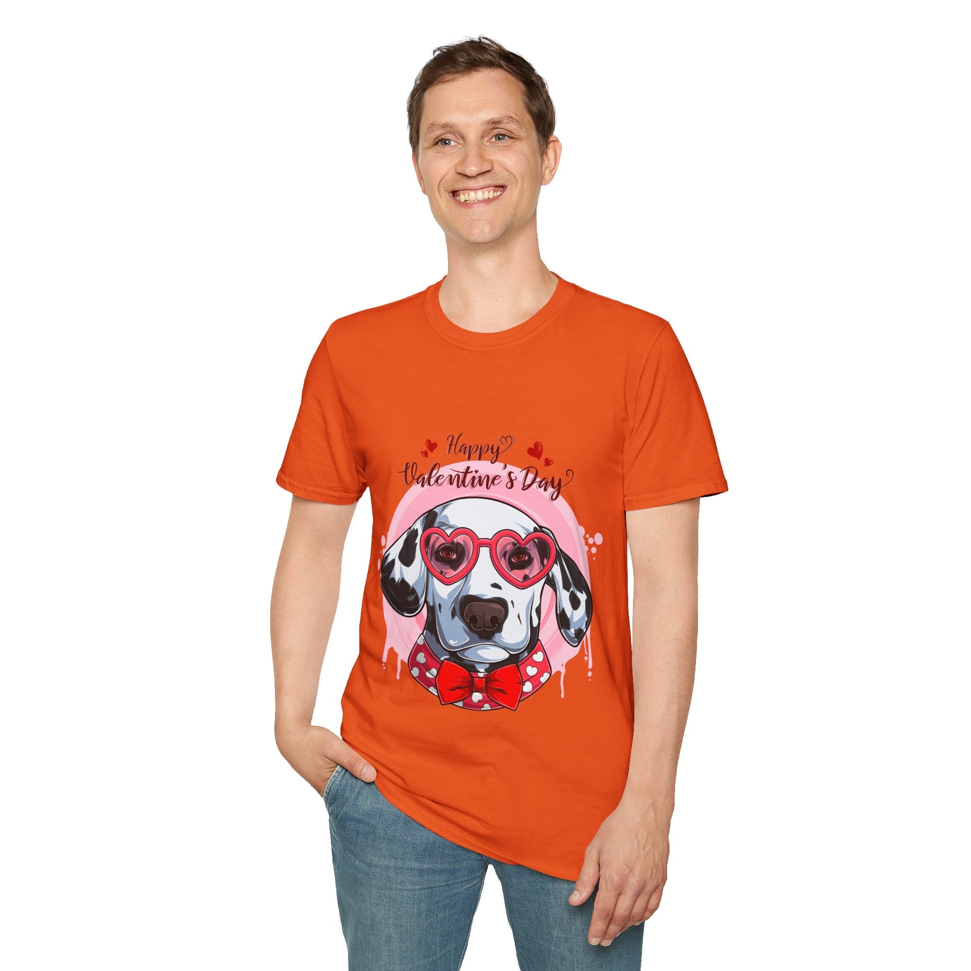 Happy Valentines Day Dalmatian - Unisex Softstyle T-Shirt - OCDandApparel