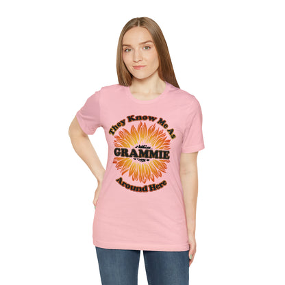 They Know Me As Grammie Around Here Sunflower - Unisex Jersey Short Sleeve Tee - OCDandApparel