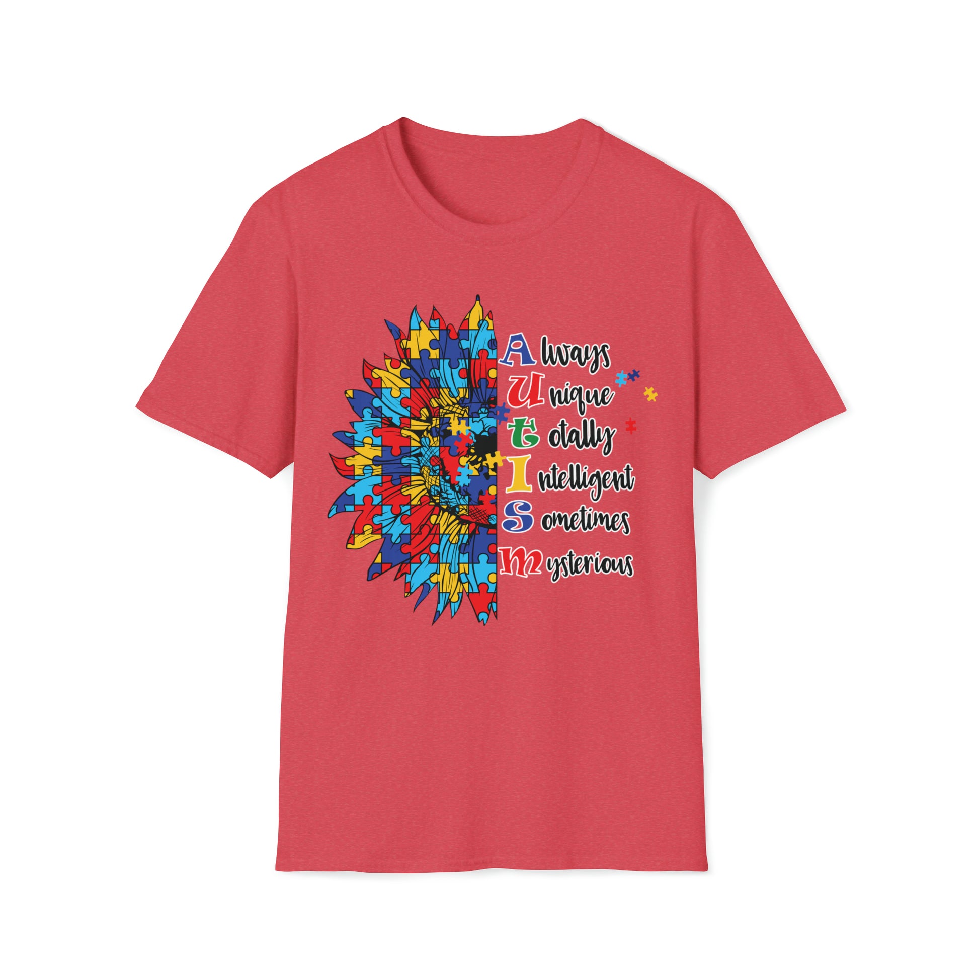 Autism - Always Unique Totally Intelligent Sometimes Mysterious - Unisex Softstyle T-Shirt - OCDandApparel