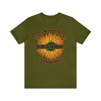 They Know Me As Grammie Around Here Sunflower - Unisex Jersey Short Sleeve Tee - OCDandApparel