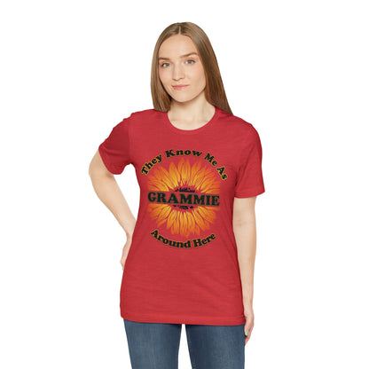 They Know Me As Grammie Around Here Sunflower - Unisex Jersey Short Sleeve Tee - OCDandApparel