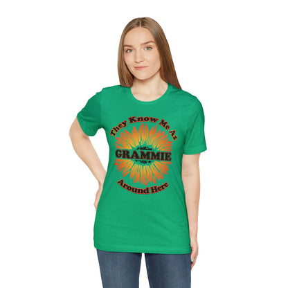 They Know Me As Grammie Around Here Sunflower - Unisex Jersey Short Sleeve Tee - OCDandApparel