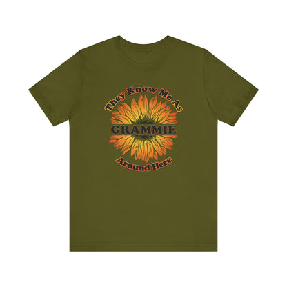 They Know Me As Grammie Around Here Sunflower - Unisex Jersey Short Sleeve Tee