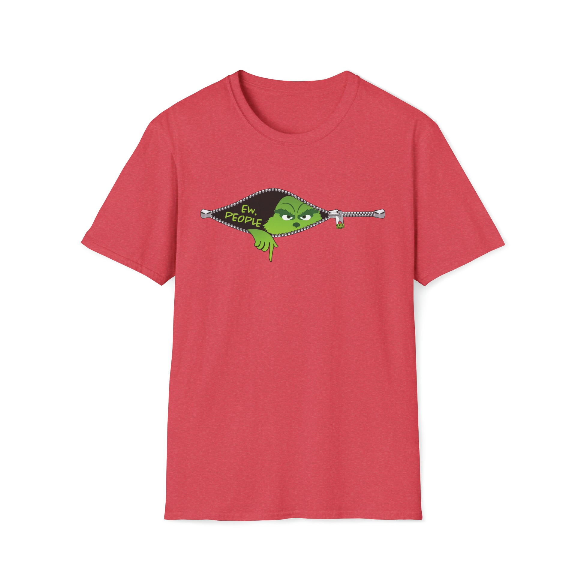 "Ew. People." Grinch in a Zipper Shirt - Unisex Softstyle T-Shirt - OCDandApparel