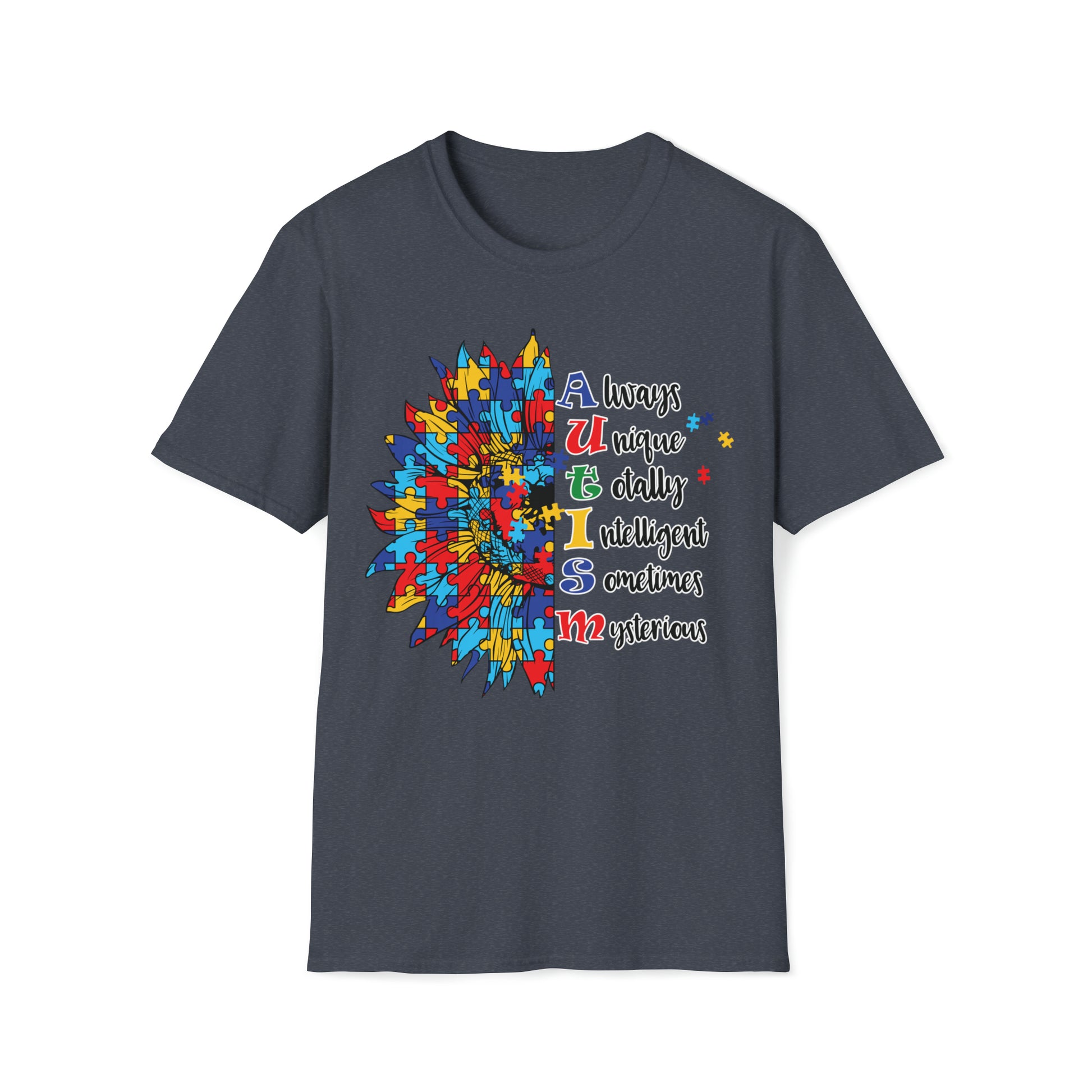 Autism - Always Unique Totally Intelligent Sometimes Mysterious - Unisex Softstyle T-Shirt - OCDandApparel