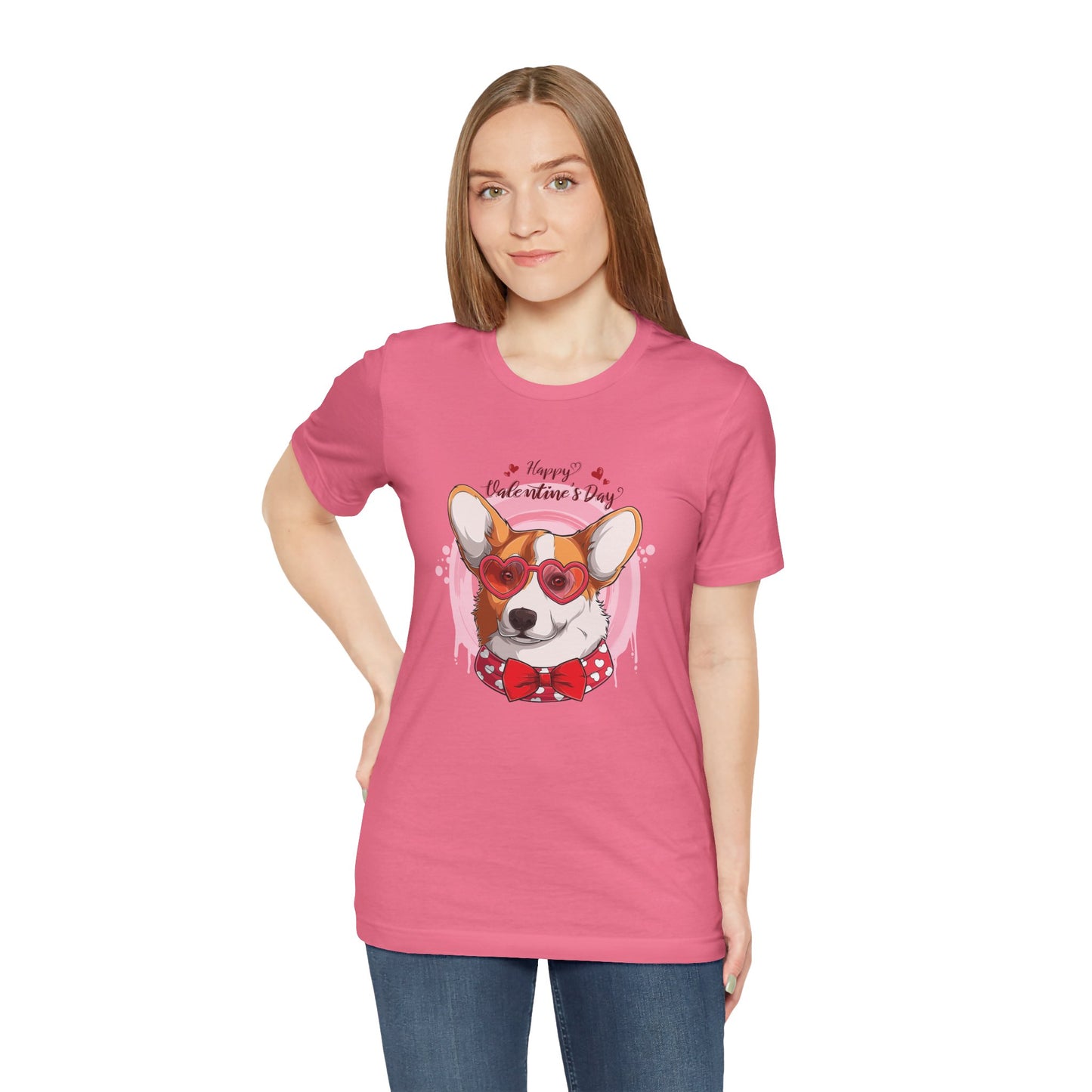 Valentines Day Corgi - Unisex Jersey Short Sleeve Tee