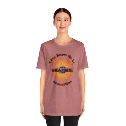 They Know Me As Grammie Around Here Sunflower - Unisex Jersey Short Sleeve Tee