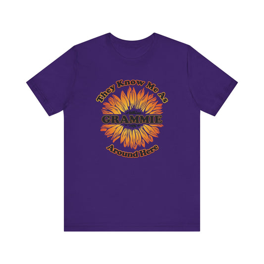 They Know Me As Grammie Around Here Sunflower - Unisex Jersey Short Sleeve Tee