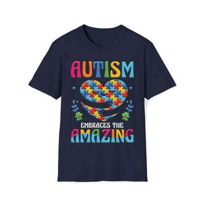 Autism Embraces The Amazing - Unisex Softstyle T-Shirt - OCDandApparel