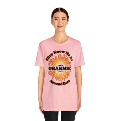 They Know Me As Grammie Around Here Sunflower - Unisex Jersey Short Sleeve Tee - OCDandApparel