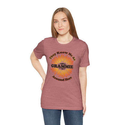 They Know Me As Grammie Around Here Sunflower - Unisex Jersey Short Sleeve Tee