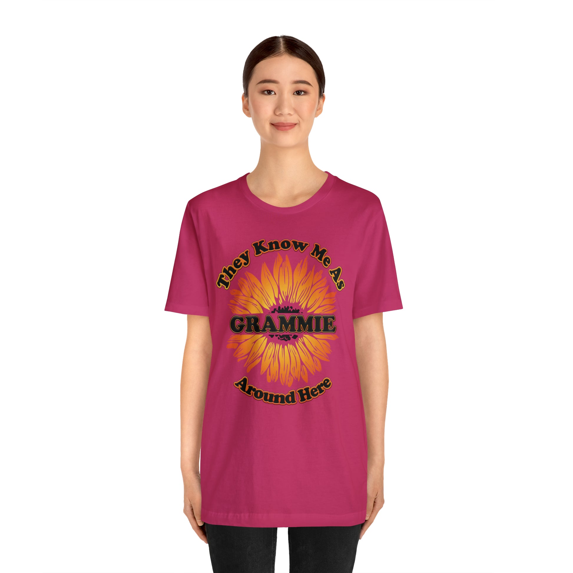 They Know Me As Grammie Around Here Sunflower - Unisex Jersey Short Sleeve Tee - OCDandApparel