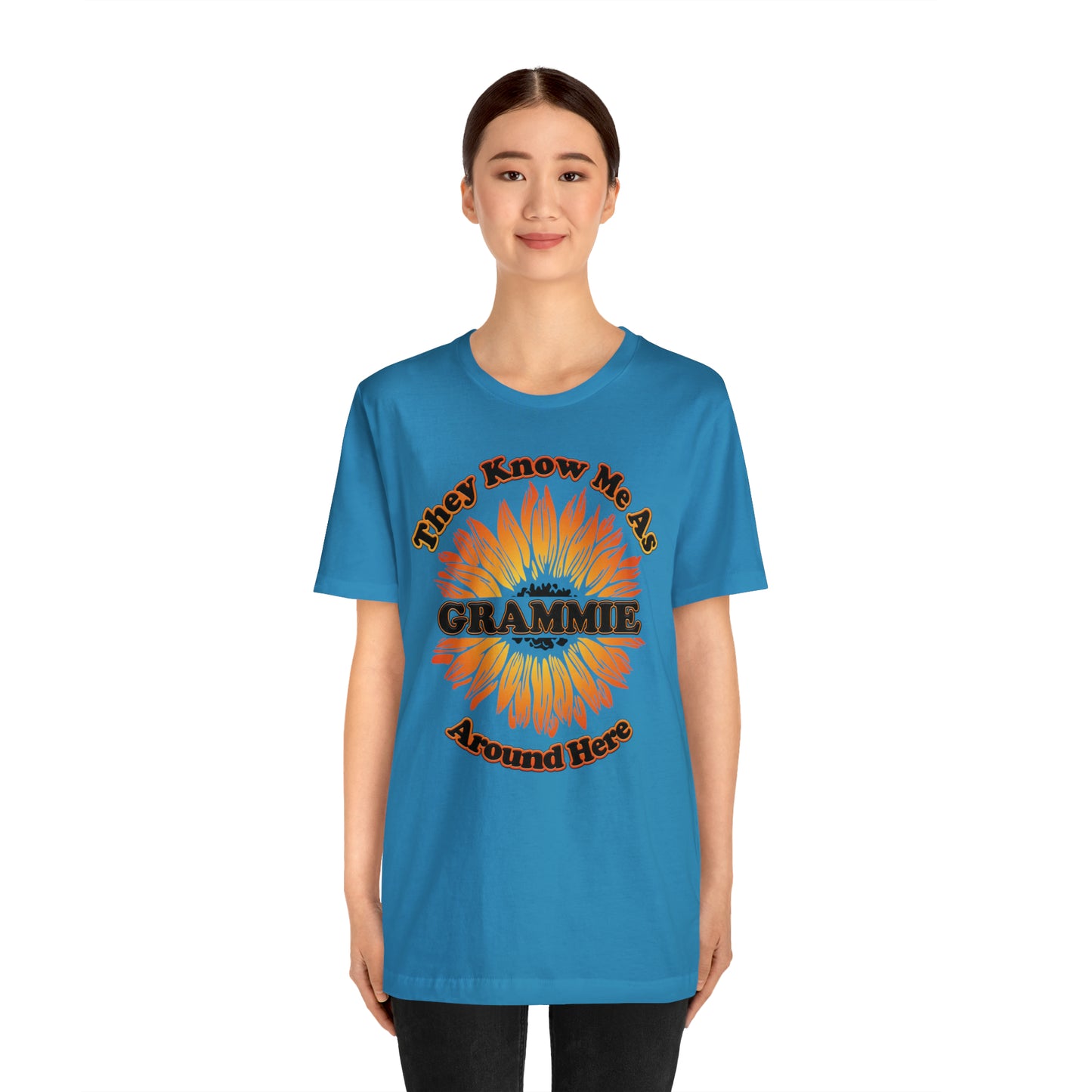 They Know Me As Grammie Around Here Sunflower - Unisex Jersey Short Sleeve Tee - OCDandApparel