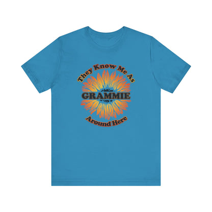 They Know Me As Grammie Around Here Sunflower - Unisex Jersey Short Sleeve Tee