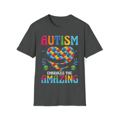 Autism Embraces The Amazing - Unisex Softstyle T-Shirt - OCDandApparel