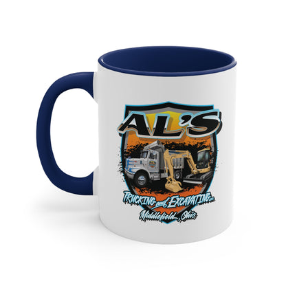 Al's Trucking And Excavating - Accent Coffee Mug, 11oz - Ohio Custom Designs & Apparel LLC