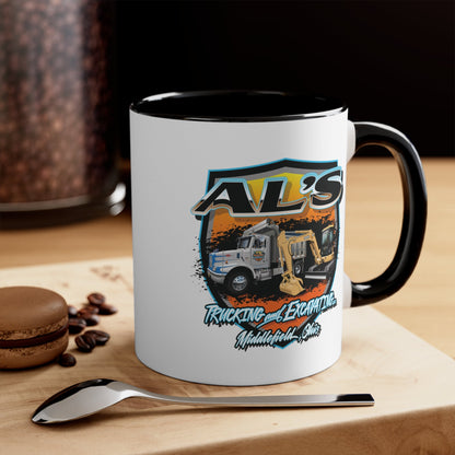 Al's Trucking And Excavating - Accent Coffee Mug, 11oz - Ohio Custom Designs & Apparel LLC