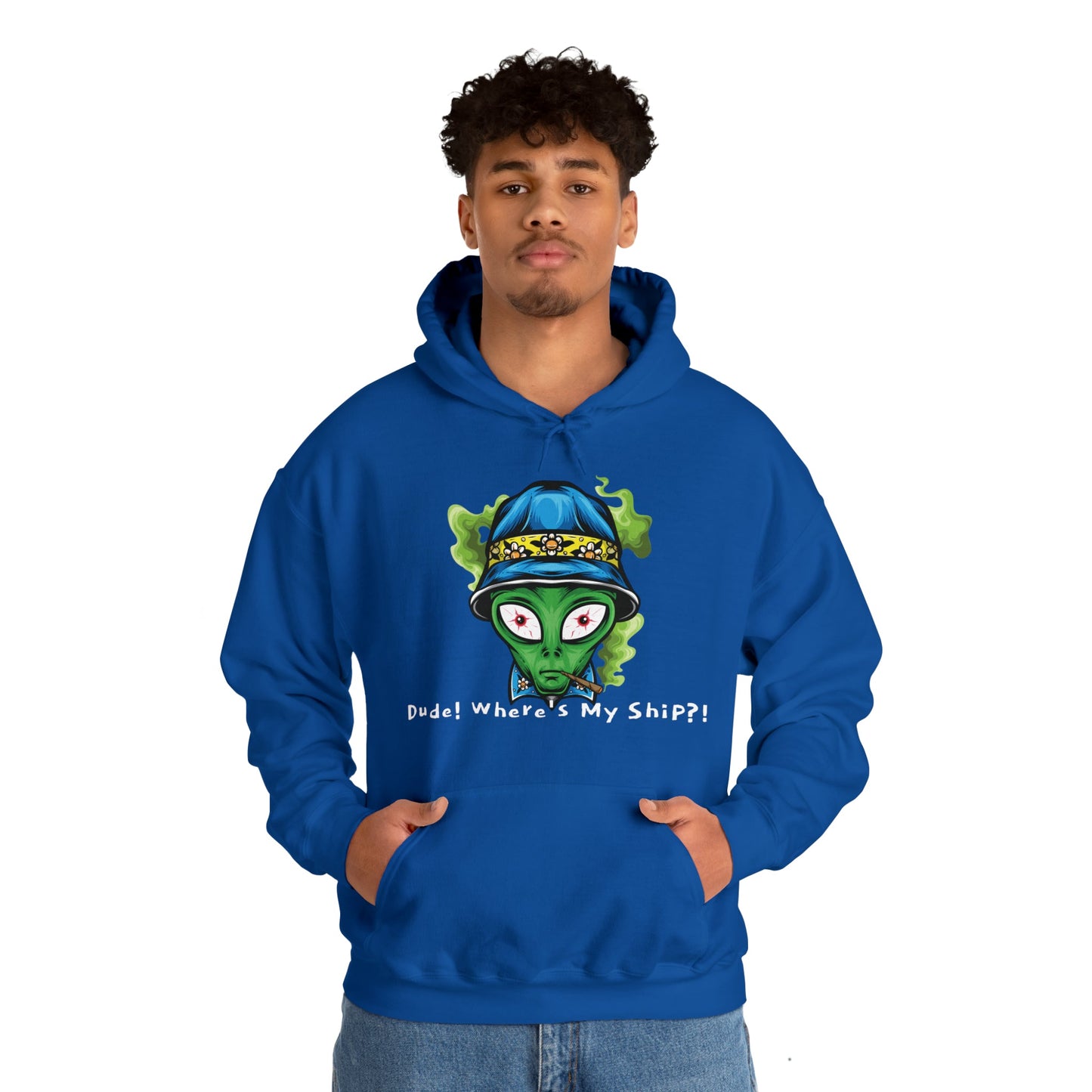 Smokin Alien - Dude, Where's My Ship? - Unisex Heavy Blend™ Hooded Sweatshirt - Ohio Custom Designs & Apparel LLC