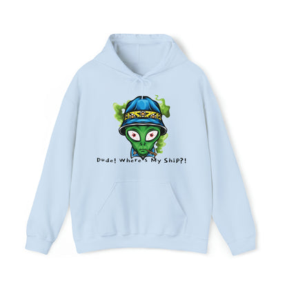 Smokin Alien - Dude, Where's My Ship? - Unisex Heavy Blend™ Hooded Sweatshirt - Ohio Custom Designs & Apparel LLC