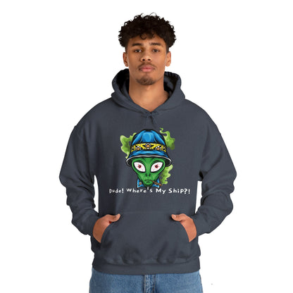 Smokin Alien - Dude, Where's My Ship? - Unisex Heavy Blend™ Hooded Sweatshirt - Ohio Custom Designs & Apparel LLC