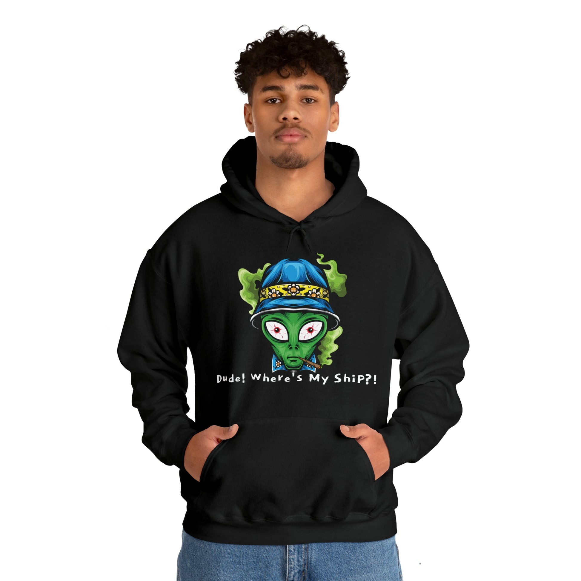 Smokin Alien - Dude, Where's My Ship? - Unisex Heavy Blend™ Hooded Sweatshirt - Ohio Custom Designs & Apparel LLC