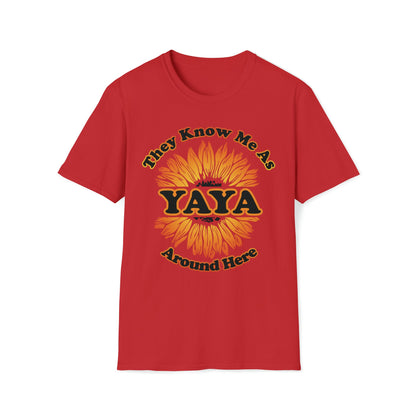 They Know Me as YAYA Around Here Sunflower - Unisex Softstyle T-Shirt - Ohio Custom Designs & Apparel LLC