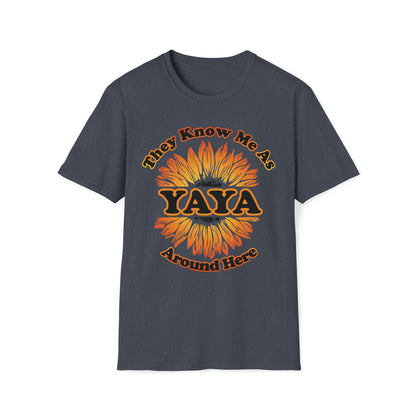 They Know Me as YAYA Around Here Sunflower - Unisex Softstyle T-Shirt - Ohio Custom Designs & Apparel LLC